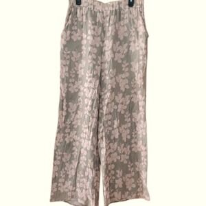 LexBreezy Hawaii Palazzo Wide Leg Pant In Sage‎ And Pink Floral Tropical Size XL